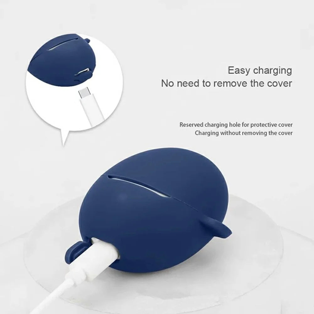 For Honor Tiinlab S7 Bluetooth-compatible Earbuds Case with Anti Lost Buckle Silicone Protective Cover - Dark Blue - 4