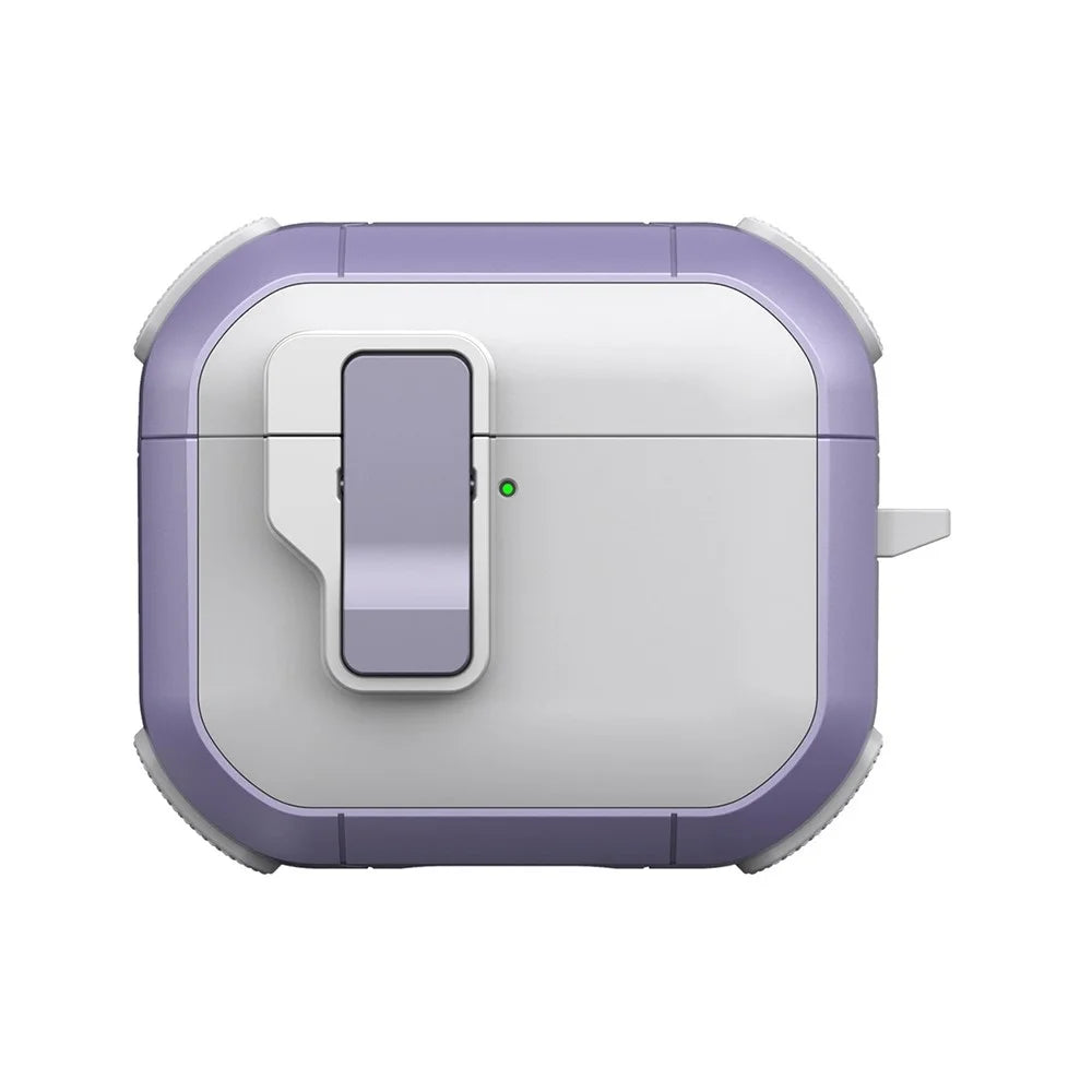For AirPods 4 Case with Switch Button TPU + PC Compatible with MagSafe Earphone Cover with Hook - White  /  Light Purple - 1