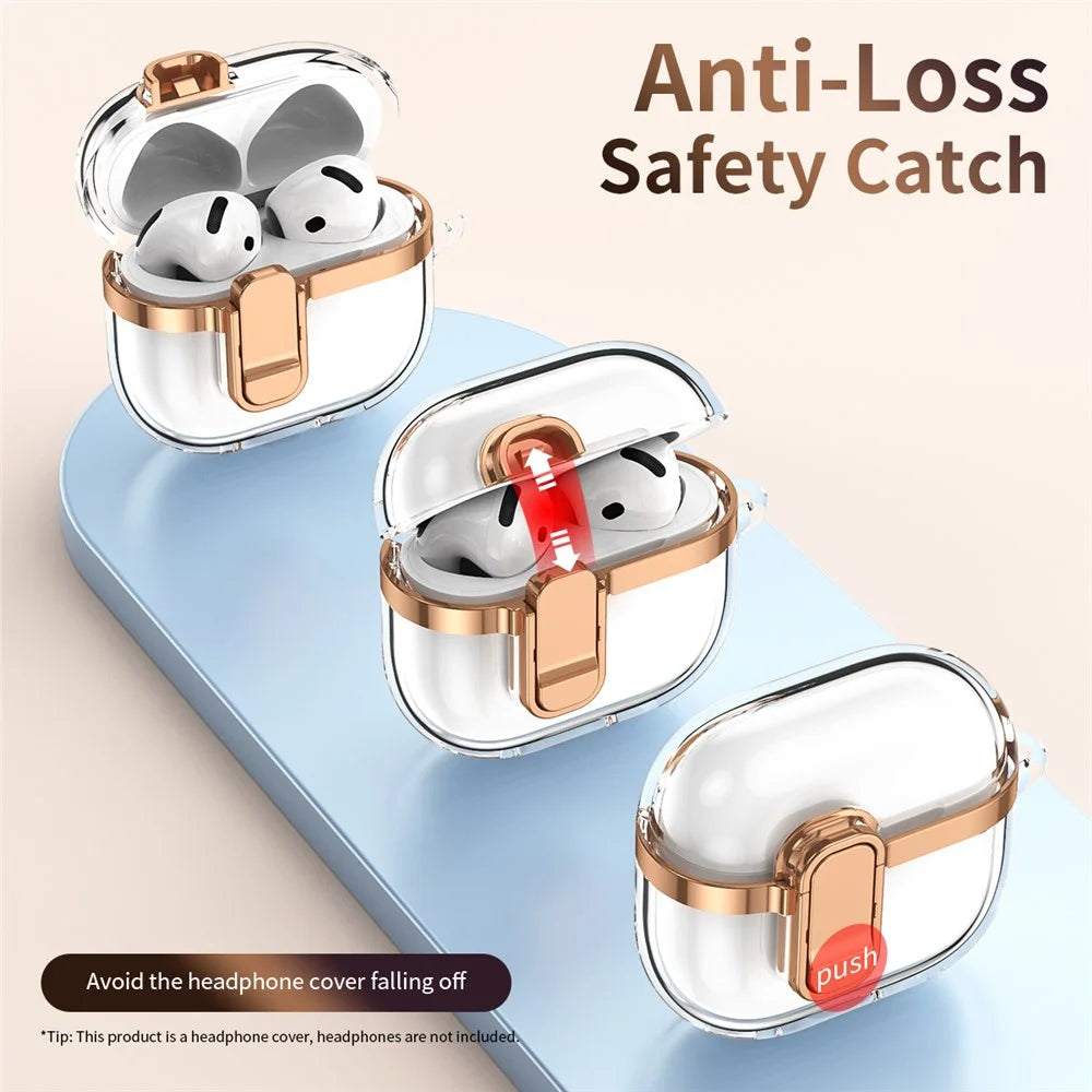 For Apple AirPods with Charging Case (2016)  /  (2019)  /  AirPods with Wireless Charging Case (2019) Clear Electroplated Earphone Cover - Pink - 6