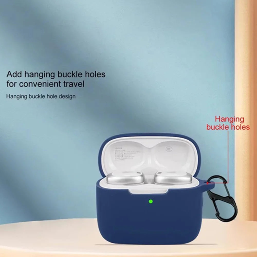 For Edifier Neodots Silicone Case Cover with Anti Lost Buckle Bluetooth-compatible Earphones Protective Sleeve - Dark Blue - 5