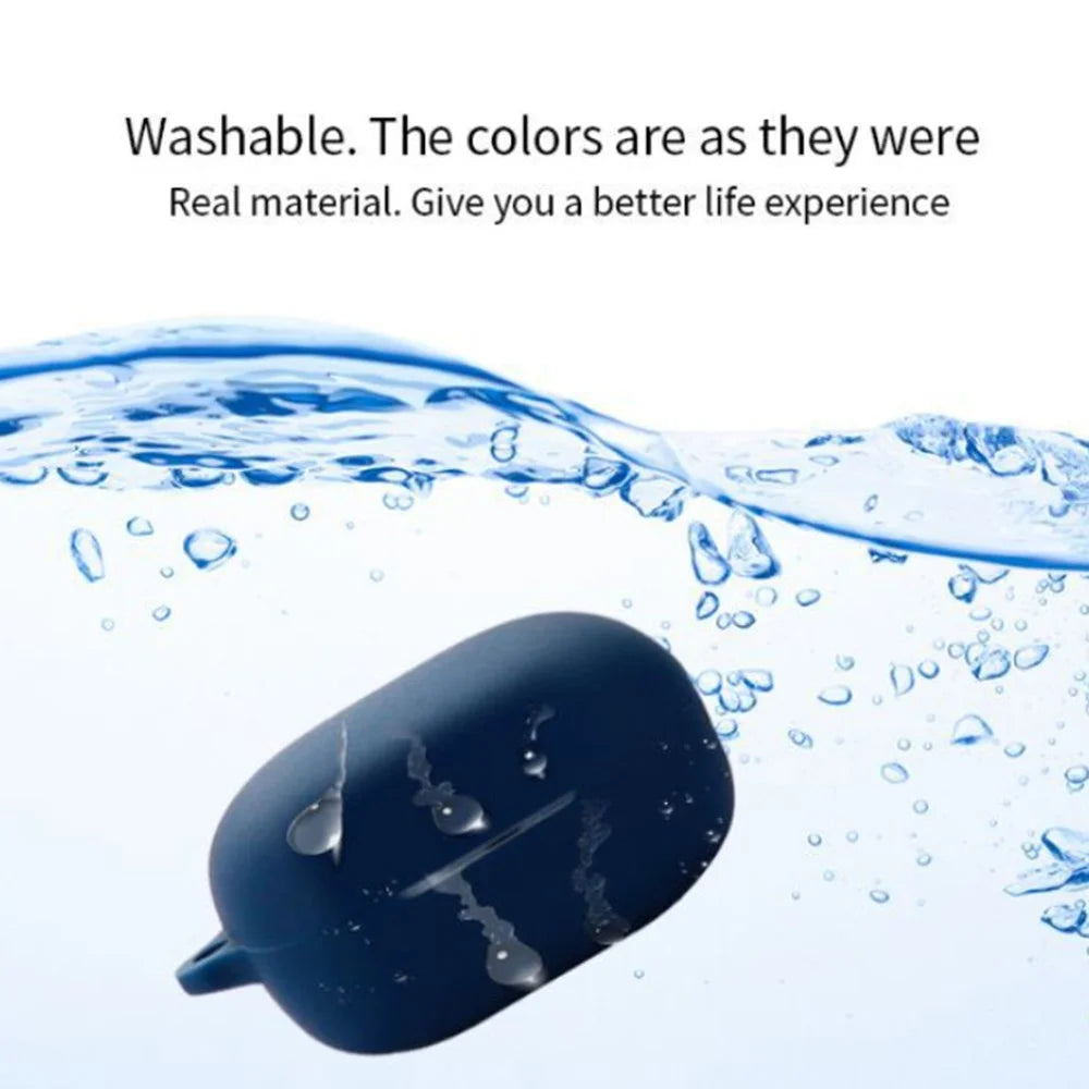 For QCY MeloBuds ANC HT05 Bluetooth-compatible Earphones Case with Anti Lost Buckle Silicone Protective Cover - Dark Blue - 4
