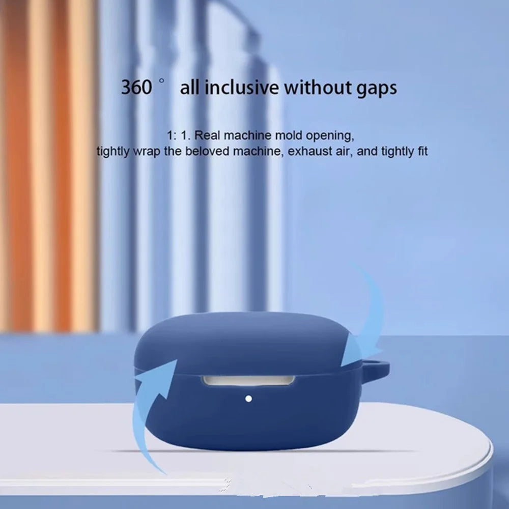 For Xiaomi Redmi Buds SE Silicone Case with Anti Lost Buckle Bluetooth-compatible Earphones Protective Cover - Dark Blue - 5