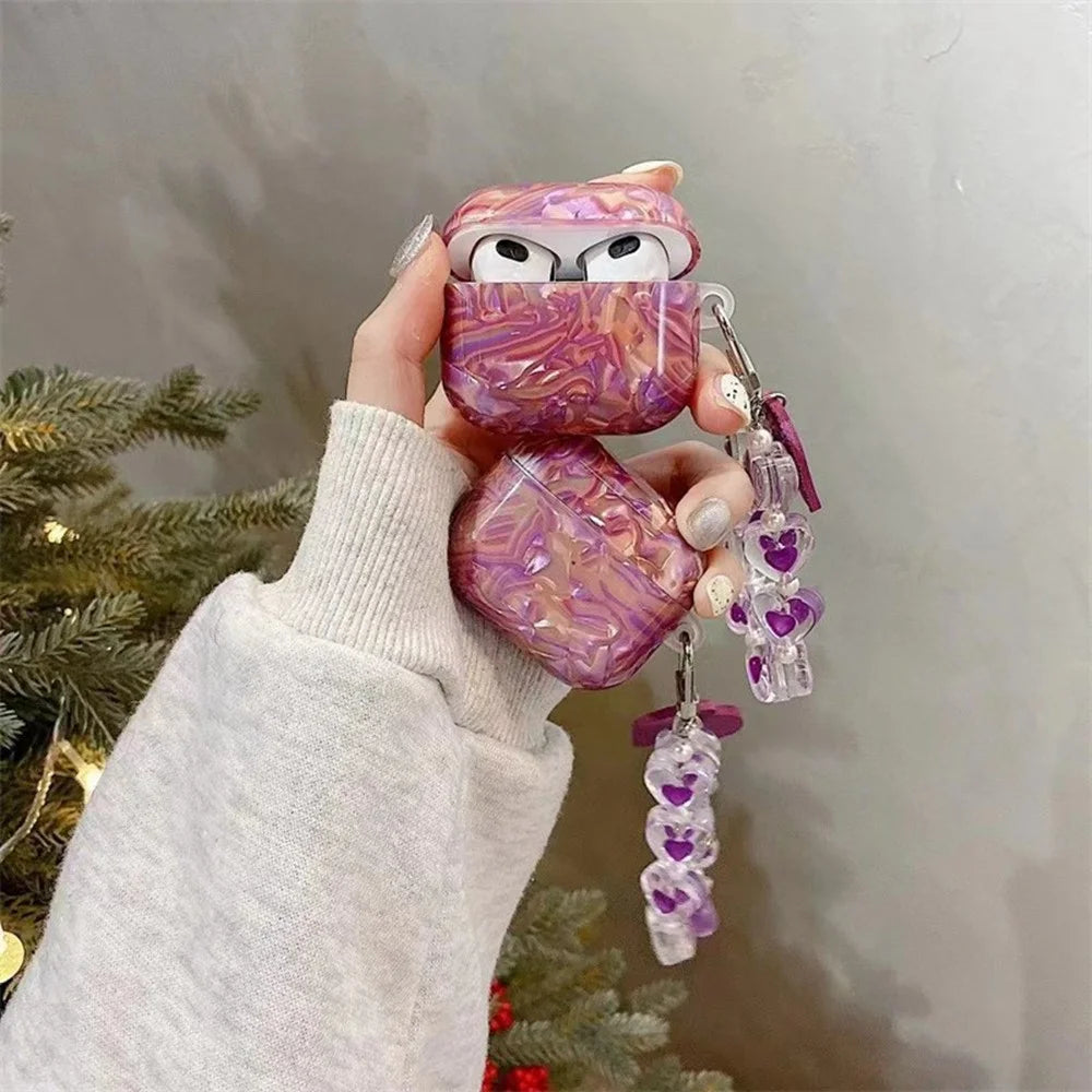 For AirPods 4 Protective Case with Love Chain Deep Purple Pattern Soft TPU Cover Shell Texture - 3