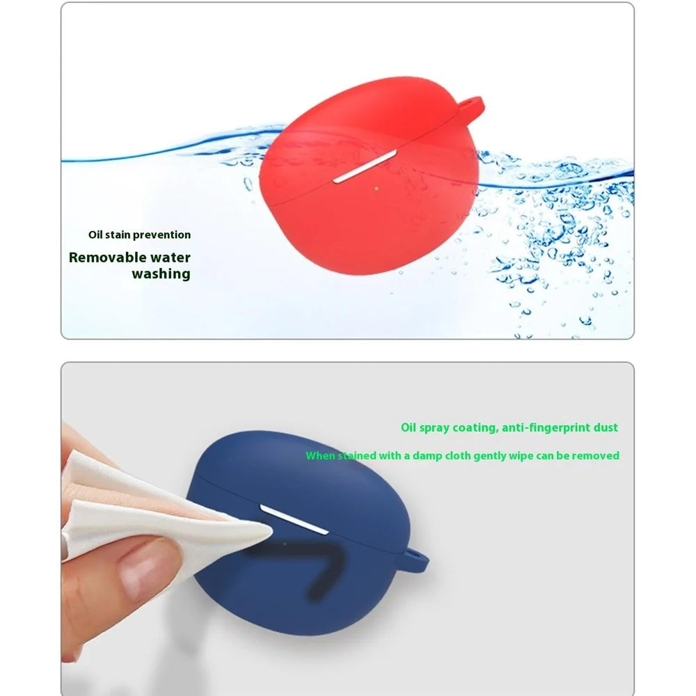 For Oppo Enco Air3i Protective Case Semi In-Ear Bluetooth-Compatible Earbuds Silicone Cover with Hook - Red - 7