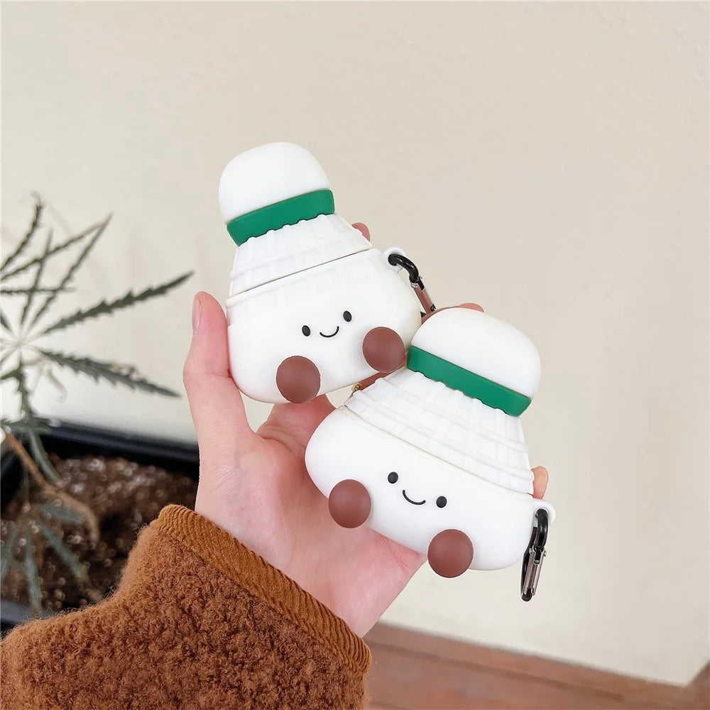 For Apple AirPods 4 Earphone Case Cute Cartoon Badminton Shape Silicone Cover with Carabiner - 7