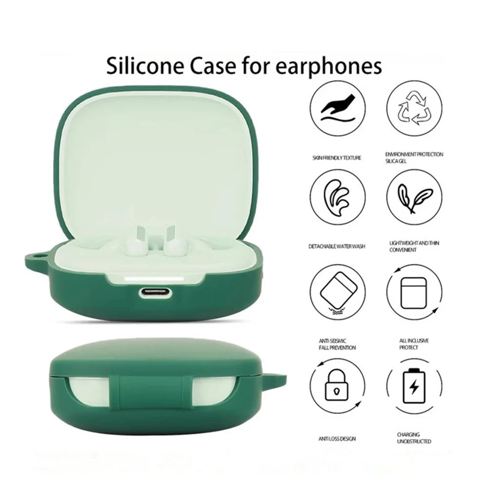 For Xiaomi Redmi Buds 7s Silicone Case Wireless Earphones Protective Cover with Anti-Lost Buckle - Blackish Green - 3