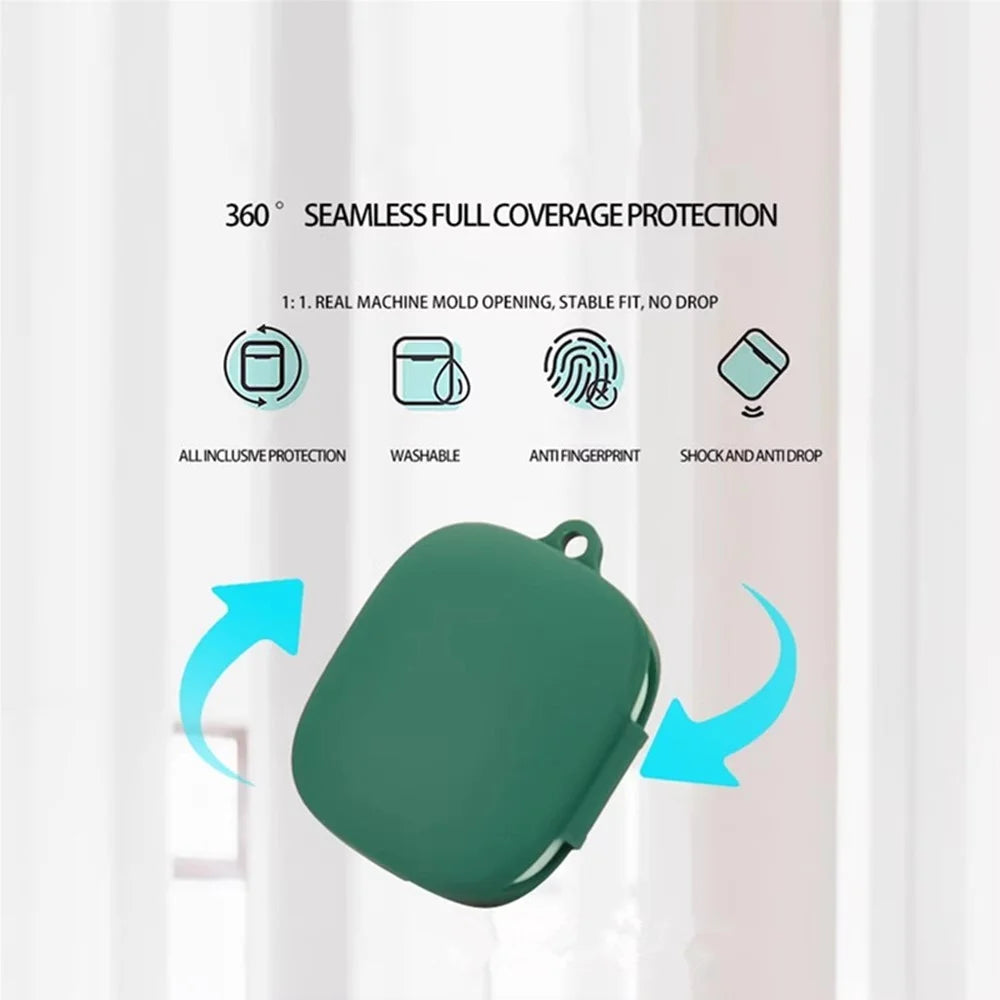 For Xiaomi Redmi Buds 7s Silicone Case Wireless Earphones Protective Cover with Anti-Lost Buckle - Blackish Green - 5