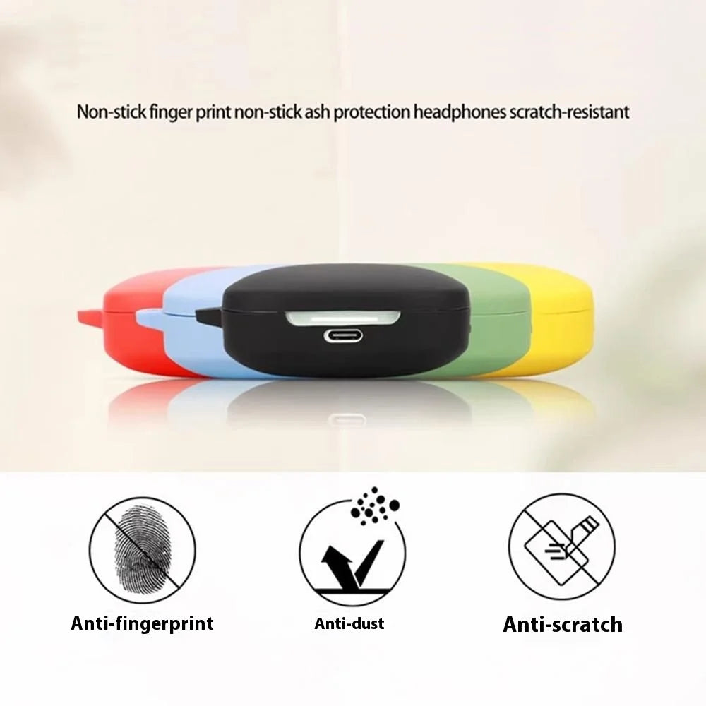 For Xiaomi Redmi Buds 7s Silicone Case Wireless Earphones Protective Cover with Anti-Lost Buckle - Blackish Green - 7