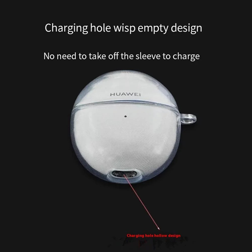 For Huawei FreeBuds 6 TPU Clear Case Wireless Earphones Protective Cover with Anti-Lost Buckle - 3