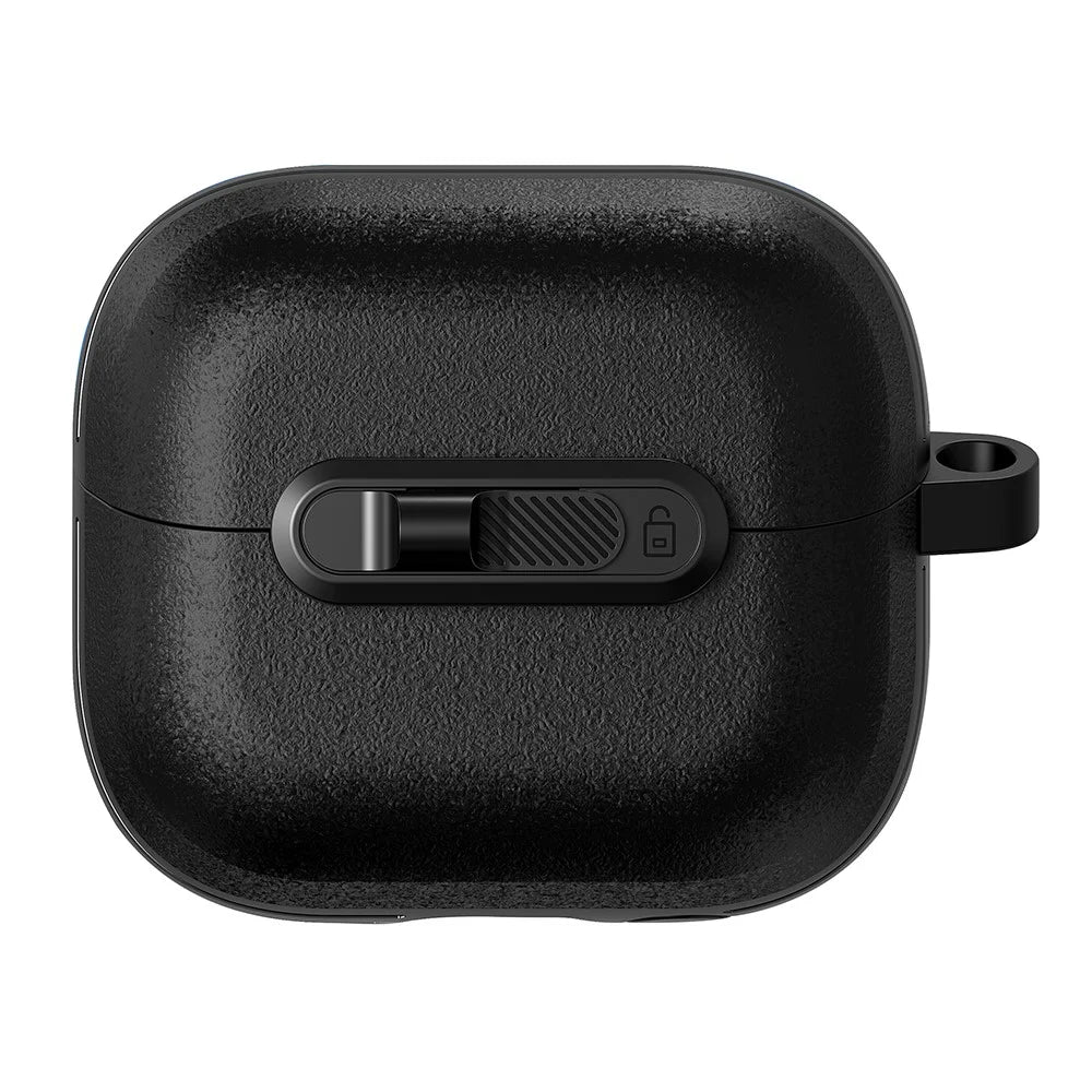 For Samsung Galaxy Buds3 Pro  /  Buds3 Protective Case Lock Buckle Switch TPU + PC Wireless Earphones Cover with Carabiner - Black - 1
