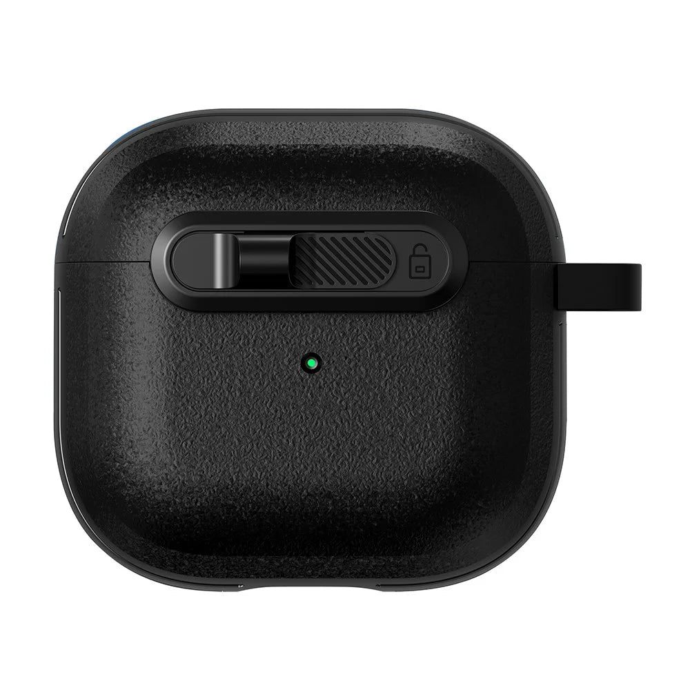 For Apple AirPods 3 Protective Case Lock Buckle Switch TPU + PC Wireless Earphones Cover with Carabiner - Black - 1