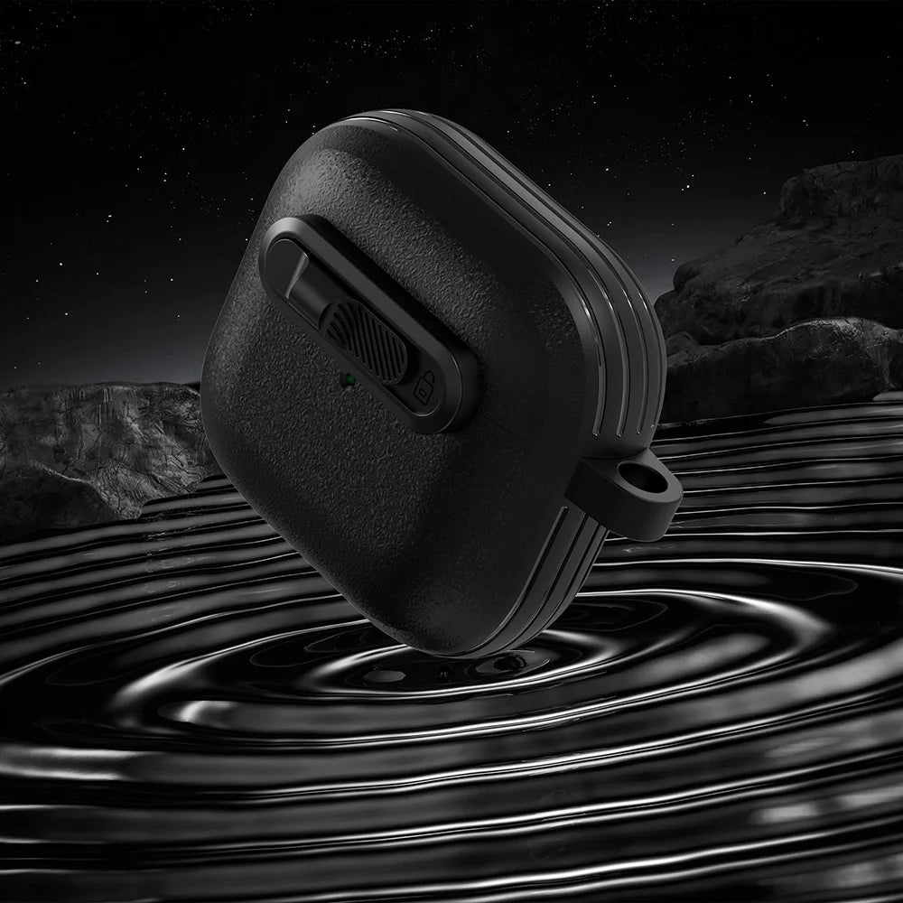 For Apple AirPods 3 Protective Case Lock Buckle Switch TPU + PC Wireless Earphones Cover with Carabiner - Black - 5