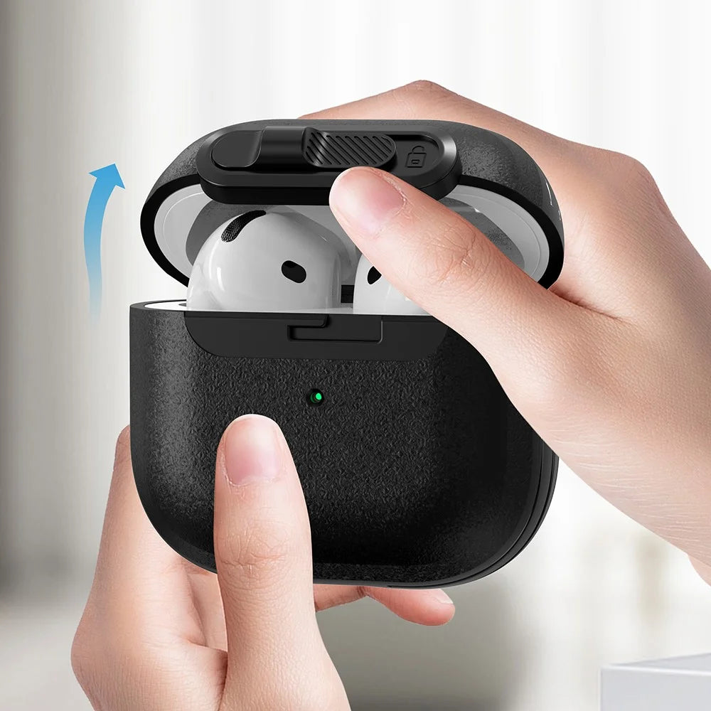 For Apple AirPods 3 Protective Case Lock Buckle Switch TPU + PC Wireless Earphones Cover with Carabiner - Black - 6
