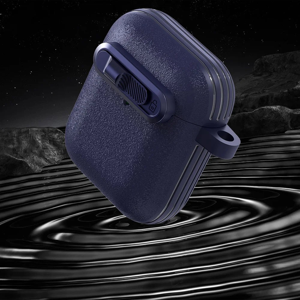 For Apple AirPods with Wireless Charging Case (2019)  /  AirPods with Charging Case (2019)  /  (2016) Earphones Cover with Carabiner - Dark Blue - 5