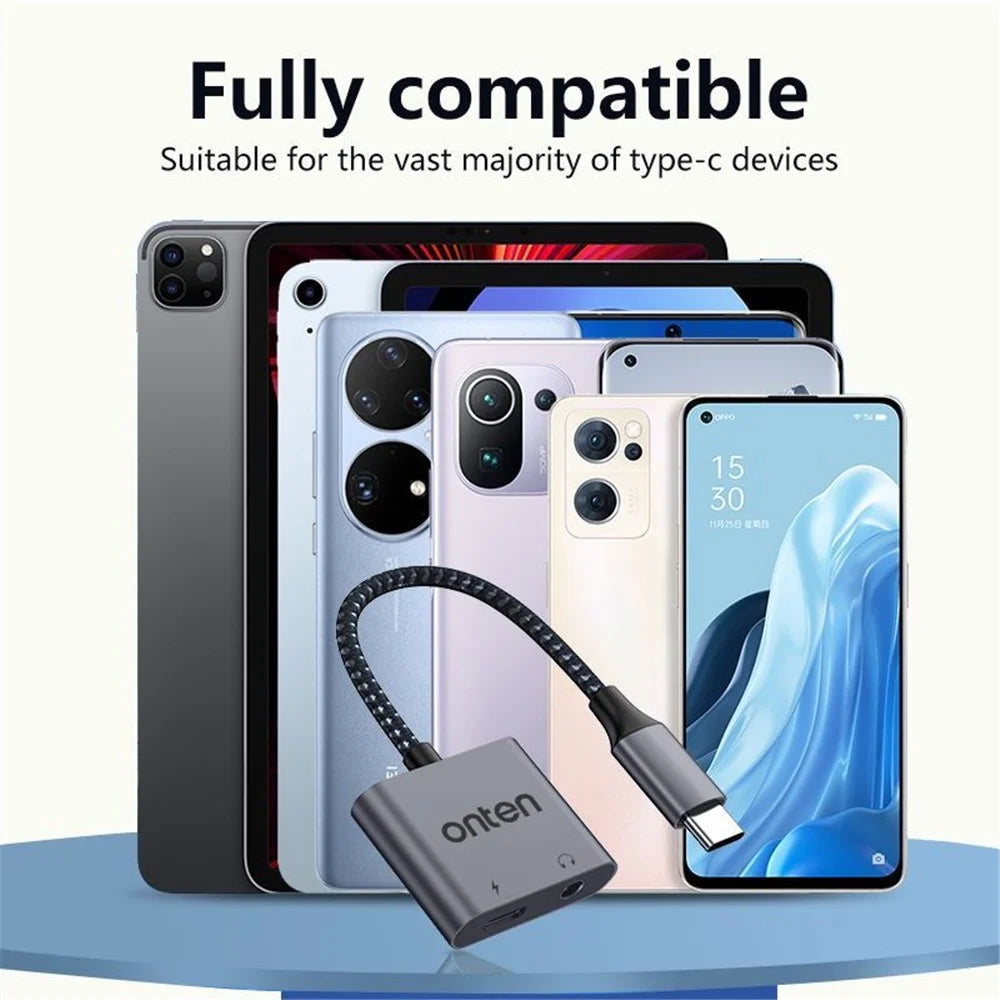 ONTEN OTN-288 Type-C to 3.5mm + Type-C Charging Headphone Adapter Audio Converter - 7