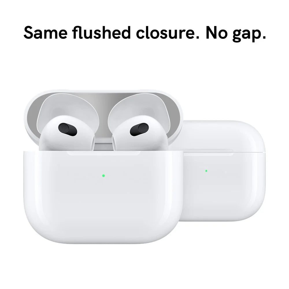 AHASTYLE PT68 2 PCS Metal Nickel Sticker For AirPods 4 , Ultra Thin Dust Guard Protective Film - Silver - 4