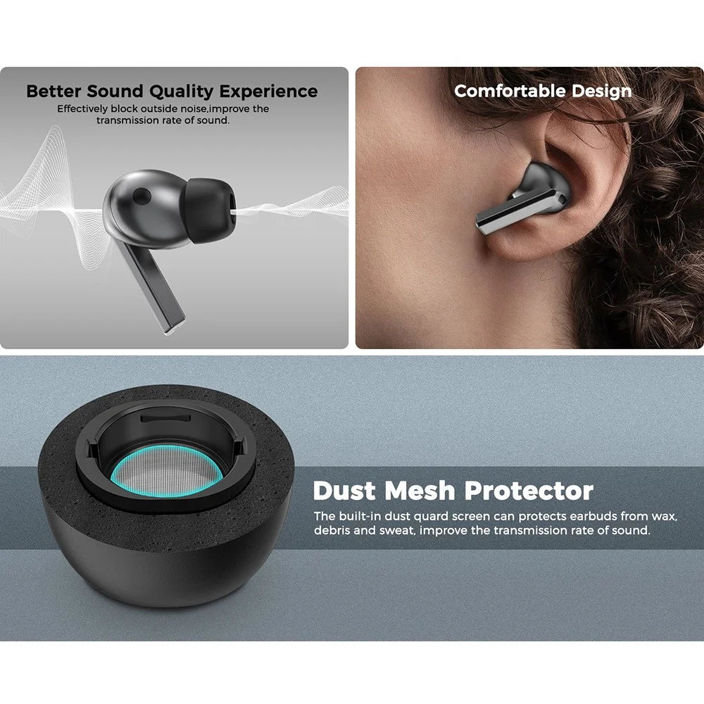 AHASTYLE WG168 1 Pairs For Samsung Galaxy Buds3 Pro Silicone Ear Tips Size M Bluetooth-Compatible Earbuds Caps - Black - 7