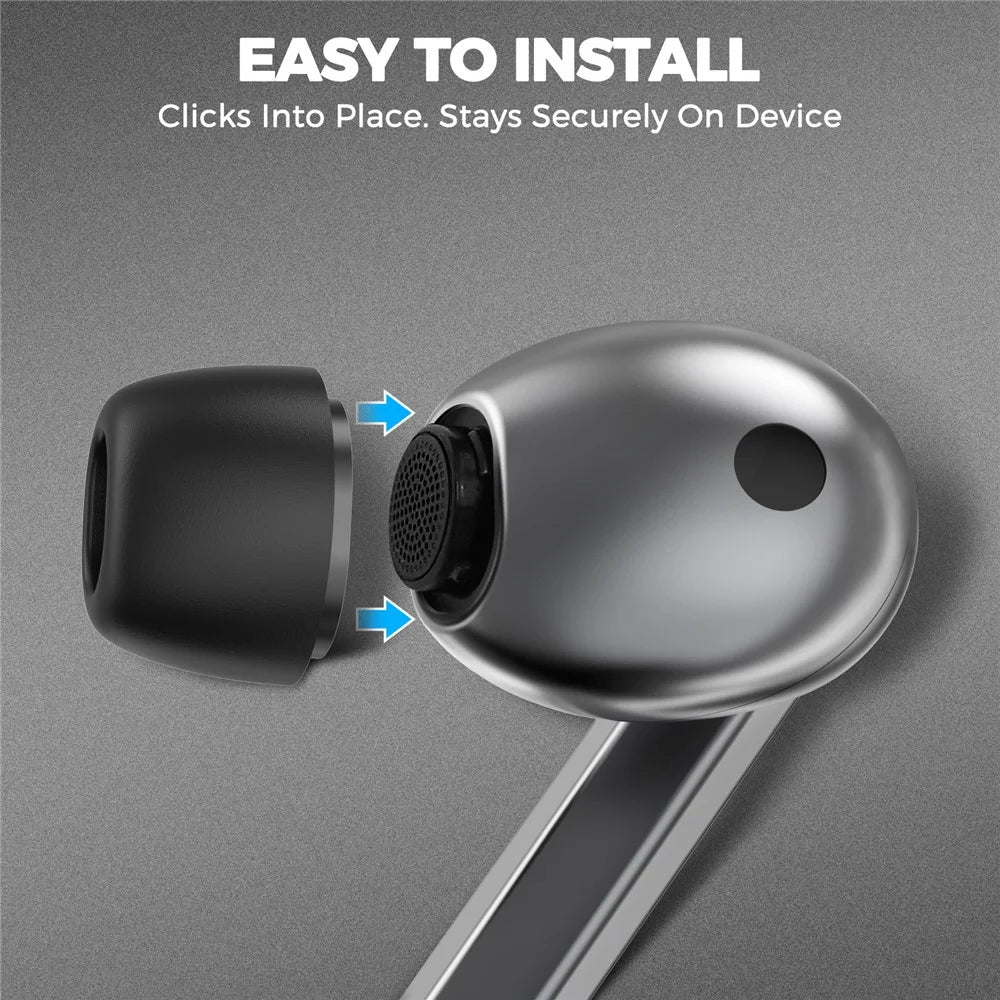 AHASTYLE WG168 1 Pairs For Samsung Galaxy Buds3 Pro Silicone Ear Tips Size S Bluetooth-Compatible Earbuds Caps - Black - 5