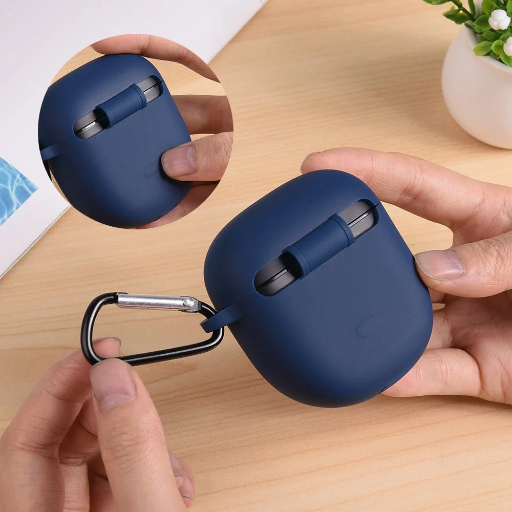 For Bose QuietComfort 2  /  Ultra Silicone Case Wireless Earphone Anti-Scratch Protective Cover with Carabiner - Blue - 4