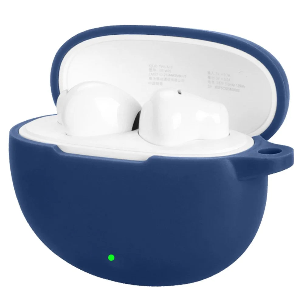 For vivo iQOO TWS Air3 Protective Case Bluetooth-Compatible Earbuds Silicone Cover with Hook - Dark Blue - 2