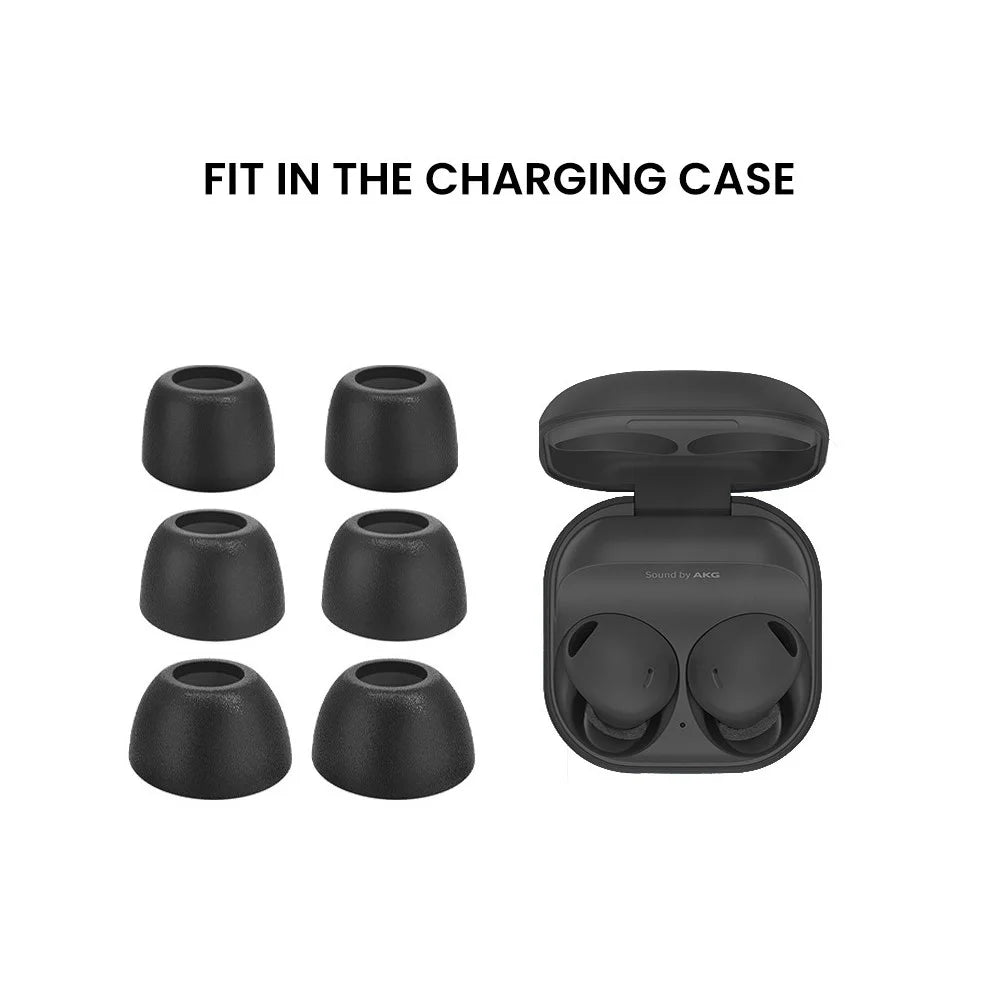 AHASTYLE WG36 3 Pairs Eartips For Samsung Galaxy Buds2 Pro Silicone Ear Covers Caps Cushion - Black / L - 6