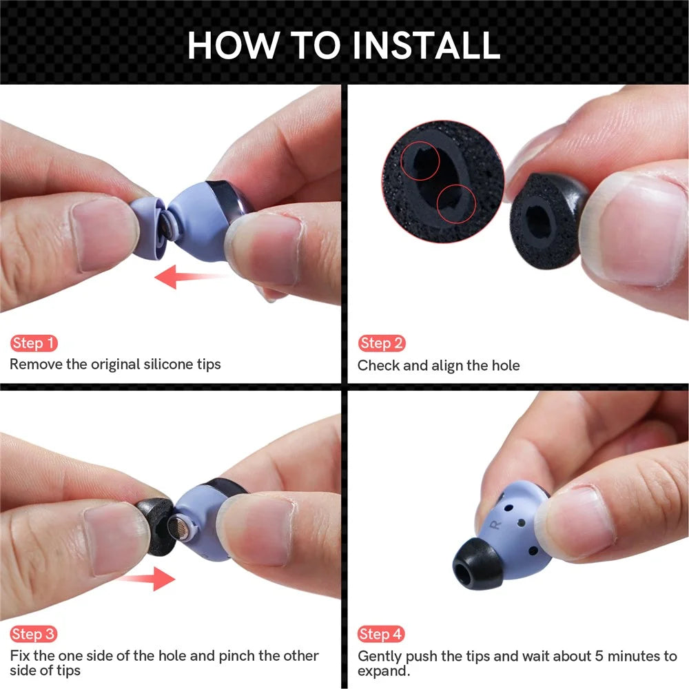 AHASTYLE WG36 1 Pairs Eartips For Samsung Galaxy Buds Pro Silicone Ear Covers Caps Cushion - Black / L - 7