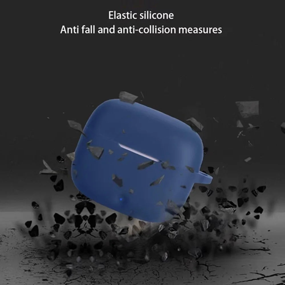 For Honor Choice GEG X7e Silicone Case Wireless Earphones Protective Cover with Anti-Lost Buckle - Dark Blue - 3