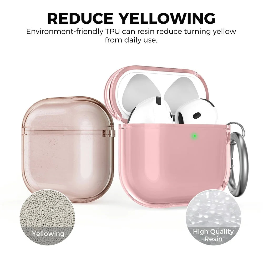 AHASTYLE WG164 For AirPods 4 Case Split Design TPU Earphone Cover with Cleaning Pen Kit and Carabiner - Pink - 5