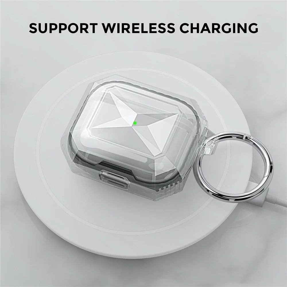 AHASTYLE WG165 For AirPods 4 Case Dual Color TPU Earphone Cover with Carabiner - White - 2