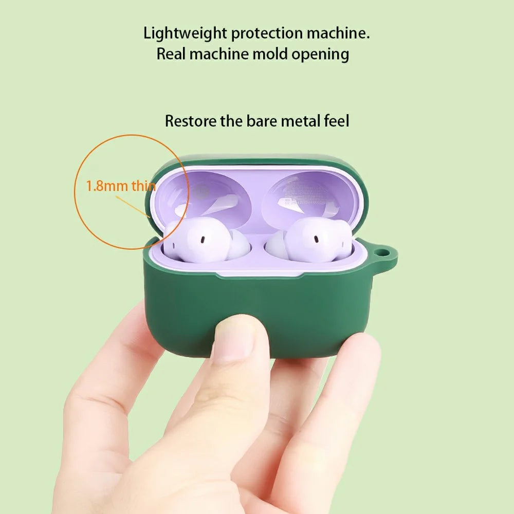 For Realme Buds T200 Wireless Earphones Silicone Case Protective Cover with Anti-Lost Hanging Buckle - White - 7