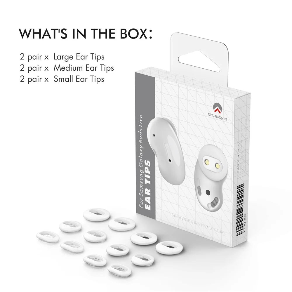 AHASTYLE PT132 3 Pairs For Samsung Galaxy Buds Live Silicone Ear Tips Replacement Earphone Caps, Size: S + M + L - White - 7