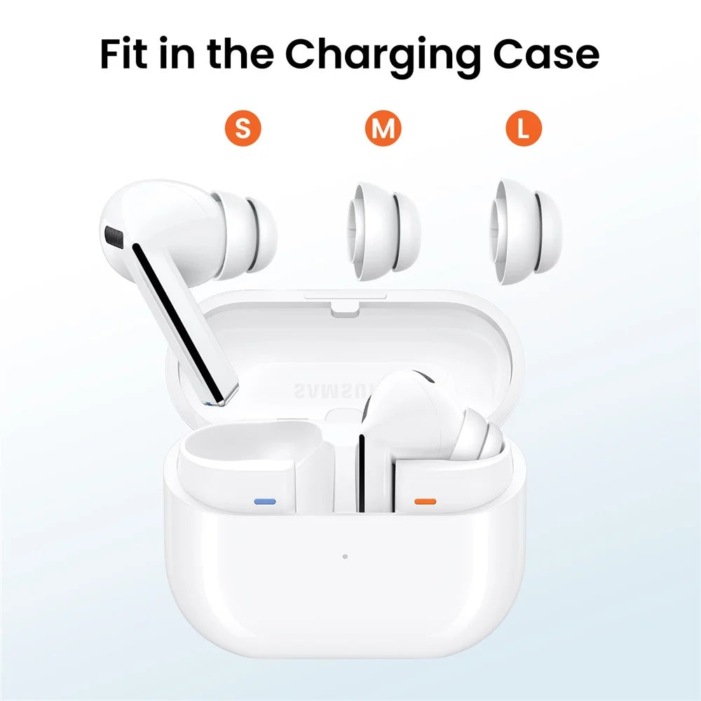 AHASTYLE DD09 1 Pair For Samsung Galaxy Buds3 Pro Silicone Ear Tips Replacement Earphone Caps - White / S - 4