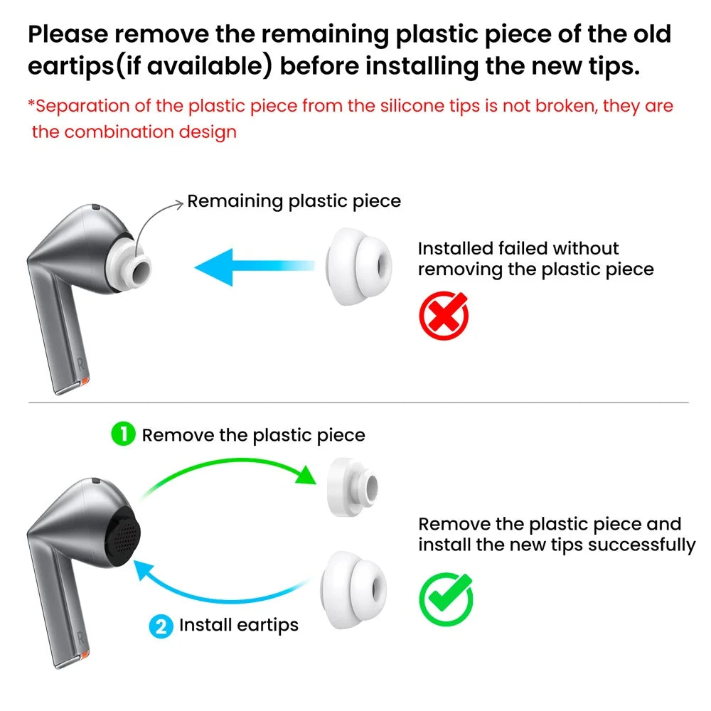 AHASTYLE DD09 1 Pair For Samsung Galaxy Buds3 Pro Silicone Ear Tips Replacement Earphone Caps - White / S - 5