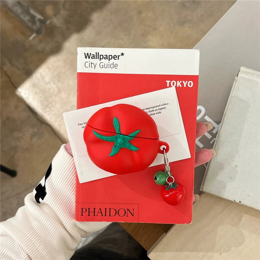 For Apple AirPods 4 Cute Tomato Shape Silicone Protective Case with Pendant Dust Proof Earphone Cover - 7