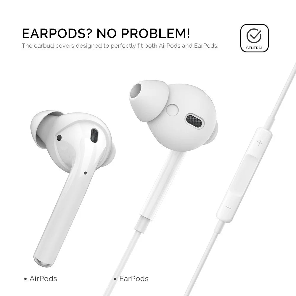 AHASTYLE PT66-1 / 2 1 Pair Silicone Ear Tips Noise Isolating Replacement Earphone Caps, Size L - White - 5