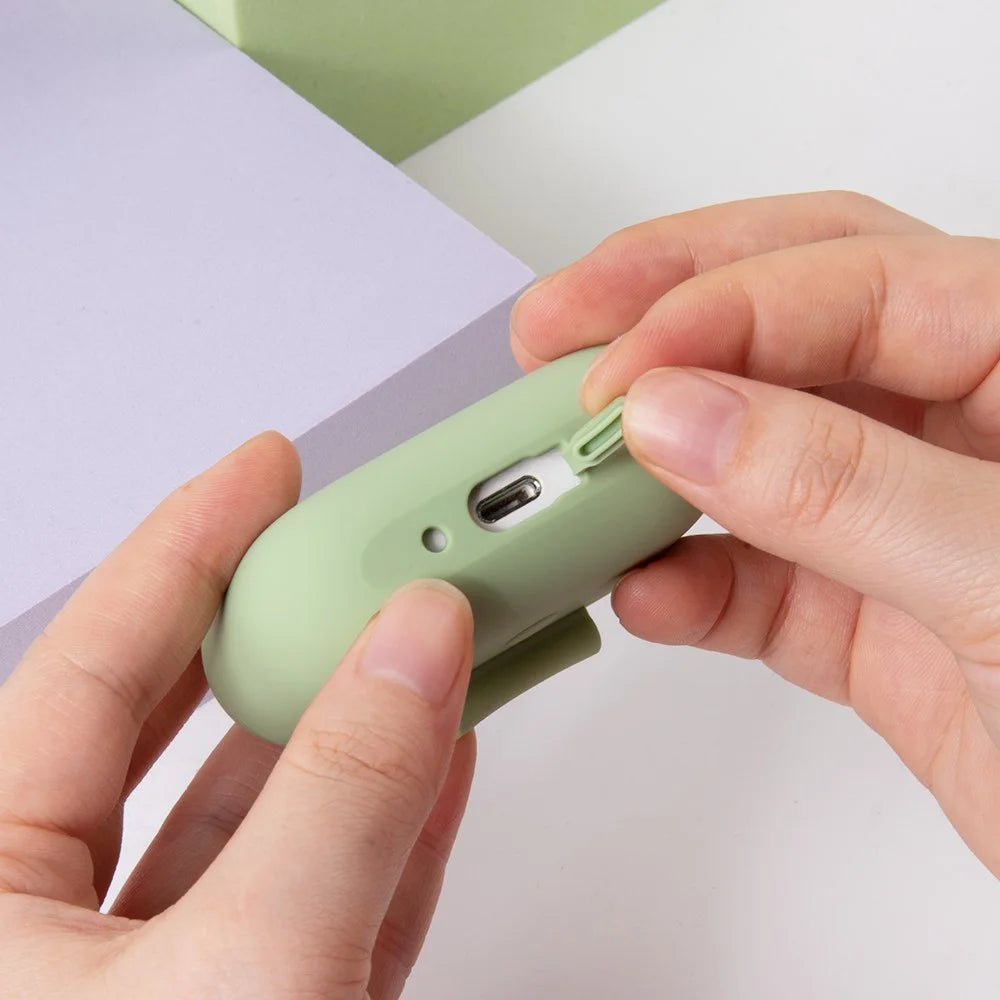 For AirPods Pro 3 Silicone Case Soft Wireless Earbud Organizer Cover Thickness 2.0mm with Carabiner - Matcha Green - 5