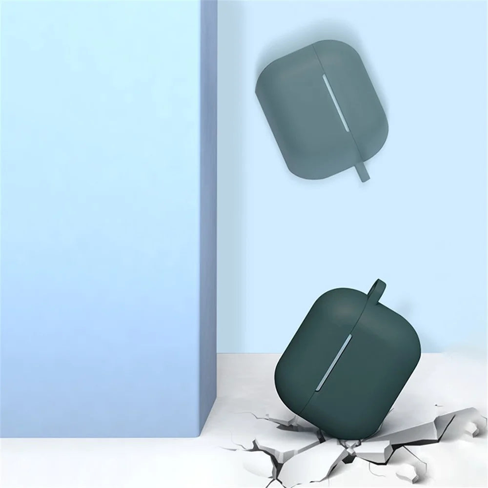Bluetooth-compatible Earphone Protective Case Silicone Cover with Carabiner for Apple AirPods 3 - Green - 4