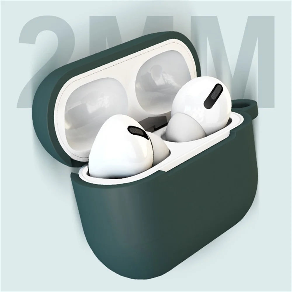 Bluetooth-compatible Earphone Protective Case Silicone Cover with Carabiner for Apple AirPods 3 - Green - 6