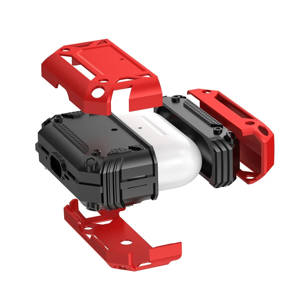 For AirPods Pro 3 Case TPU + PC Earphone Protective Cover with Carabiner - Red - 4