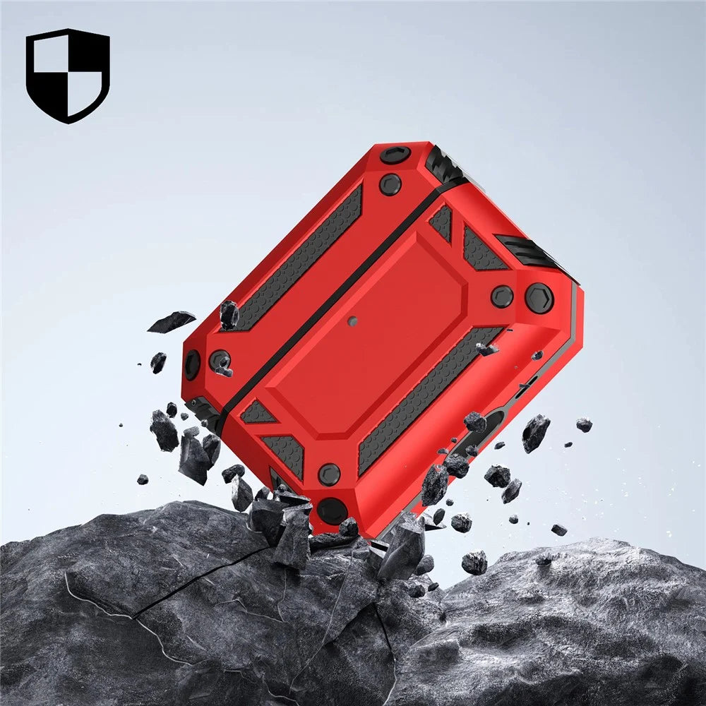 For AirPods Pro 3 Case TPU + PC Earphone Protective Cover with Carabiner - Red - 6
