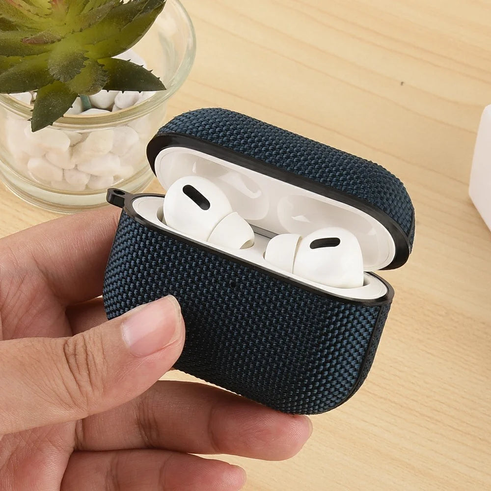 For AirPods Pro 3 Protective Case Nylon Waterproof Earphone Cover with Hanging Buckle - Blue - 2