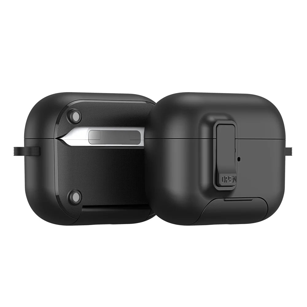 DUX DUCIS For AirPods Pro 3 Earphone Case  PECQ Series Multi-Angle Stand PC+TPU Cover with Hook - Black - 2