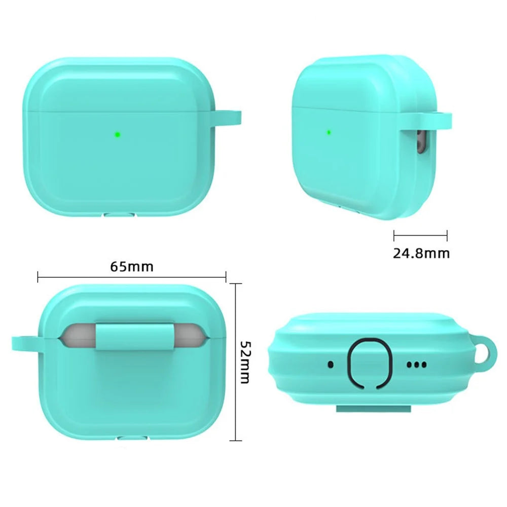 For AirPods Pro 3 Silicone Protective Case Anti Slip Earphone Protective Cover with Keychain - Mint Green - 7