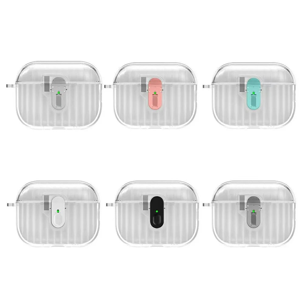 For AirPods Pro 3 Earphone Case Shell Texture Contrast Color One-Click Open TPU Earbud Cover - Transparent Pink - 2