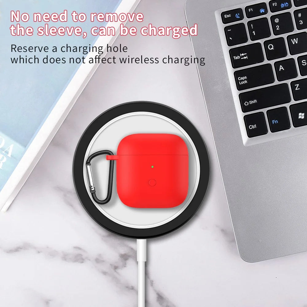 Full Protective Silicone Skin Earphone Case Cover with Carabiner for Redmi Buds 3 - Black - 3
