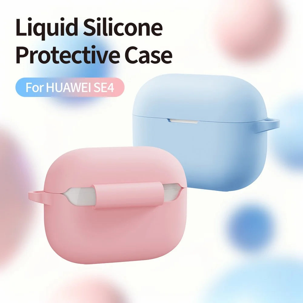 For Huawei FreeBuds SE 4 ANC Silicone Case Wireless Earphone Anti-Scratch Protective Cover with Carabiner - Sky Blue - 5