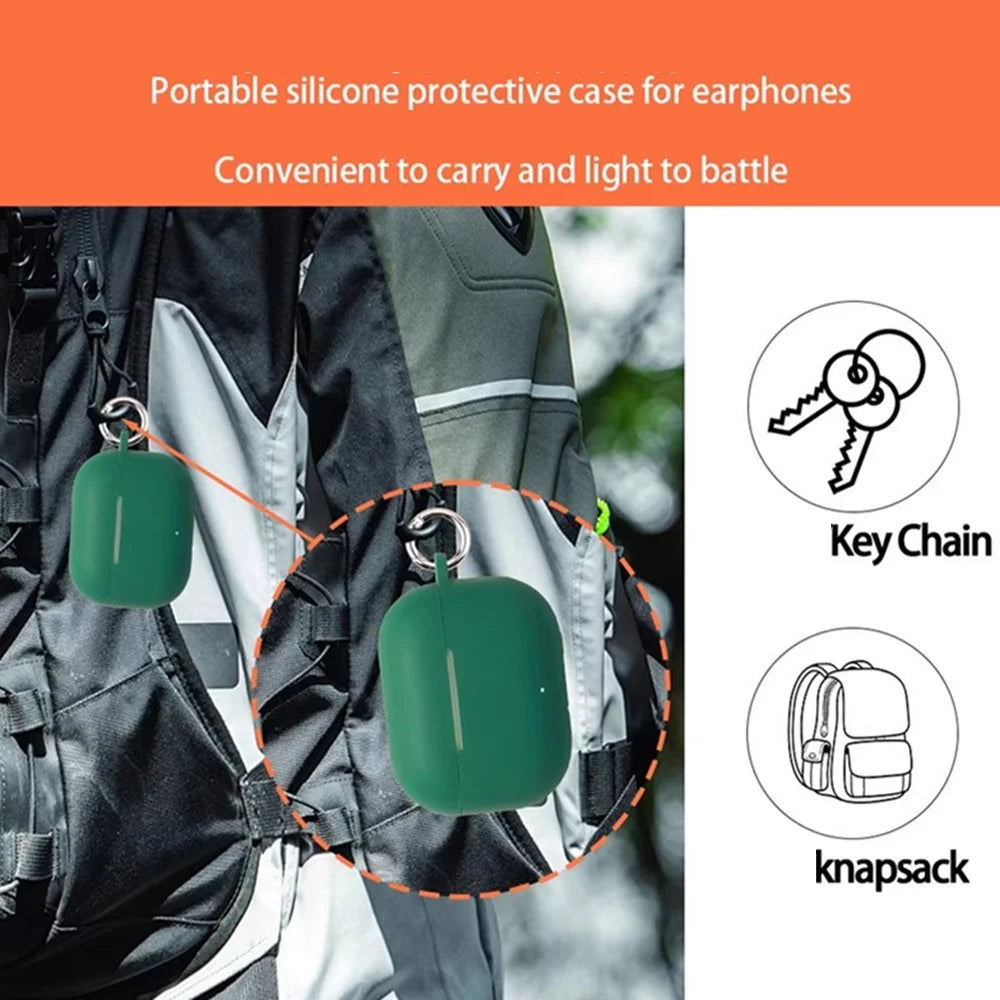 For Huawei FreeBuds SE 4 ANC Silicone Case Wireless Earphones Protective Cover with Anti-Lost Buckle - Blackish Green - 5
