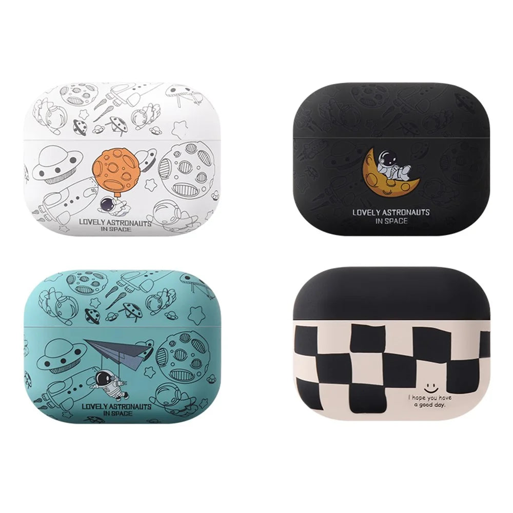 For AirPods Pro 3 TPU Case Earphone Charging Box Water Transfer Printing Protective Cover - White Astronaut - 2