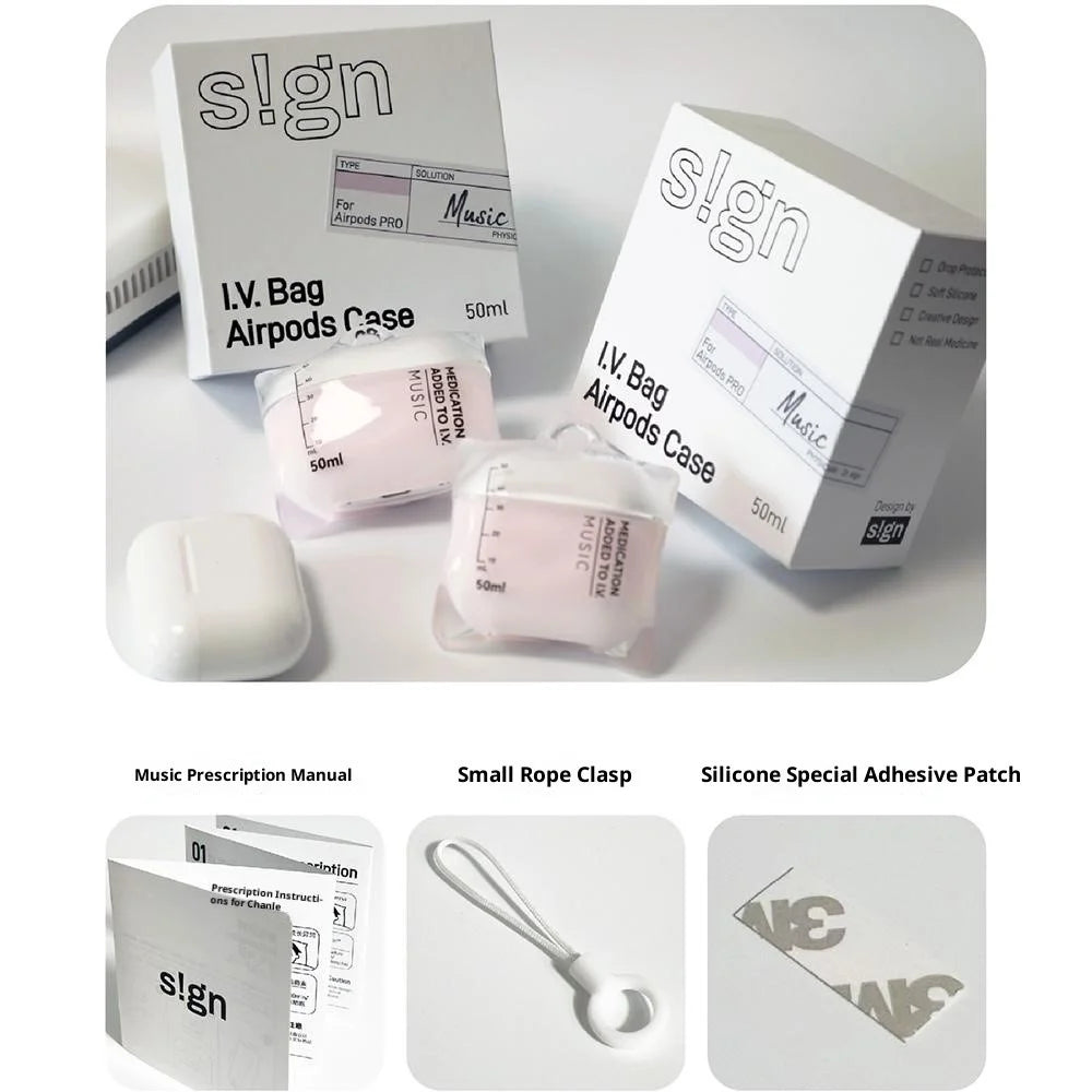 S!GN For Apple AirPods Pro Case Clear Liquid Silicone Drip Bag Earphone Cover with Lanyard  /  Stand  /  Charging Cable - Pink - 5