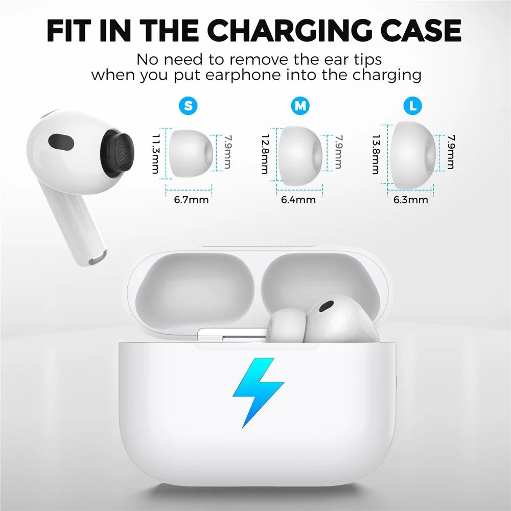 AHASTYLE WG187 2 Pairs for AirPods Pro 3 Silicone Ear Tips Replacement Earphone Caps - White  /  L - 6